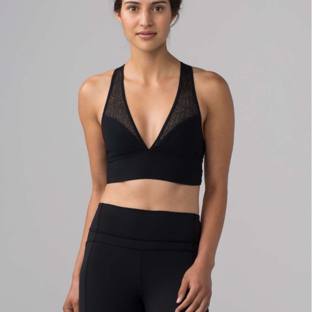 Lululemon twist and train bra black with mesh y back padded